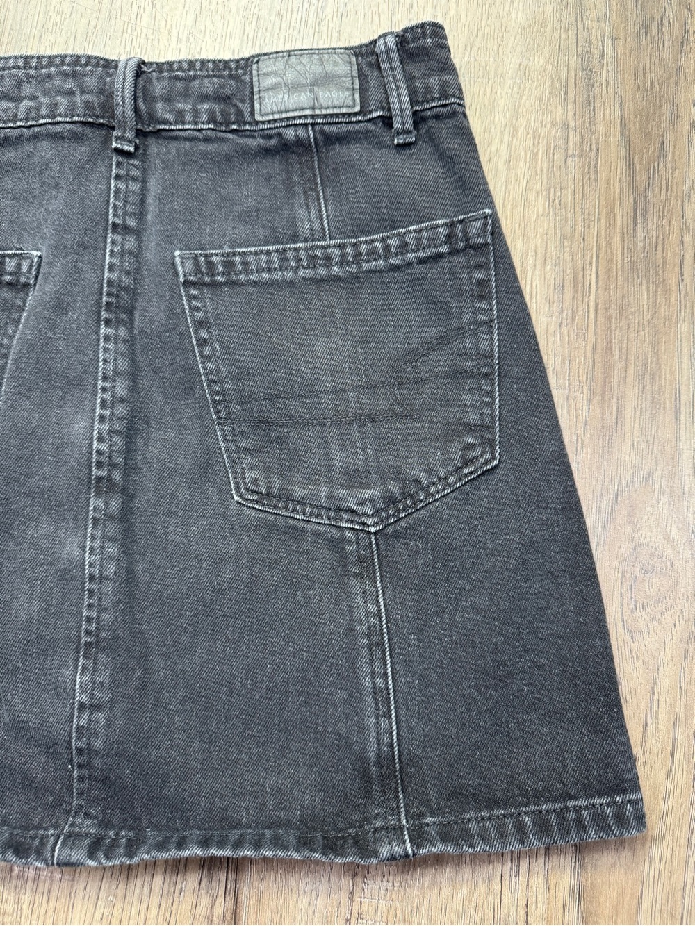 American Eagle Hi-Rise A-Line Black Denim Button Front Mini Skirt Size 0 - Picture 11 of 13